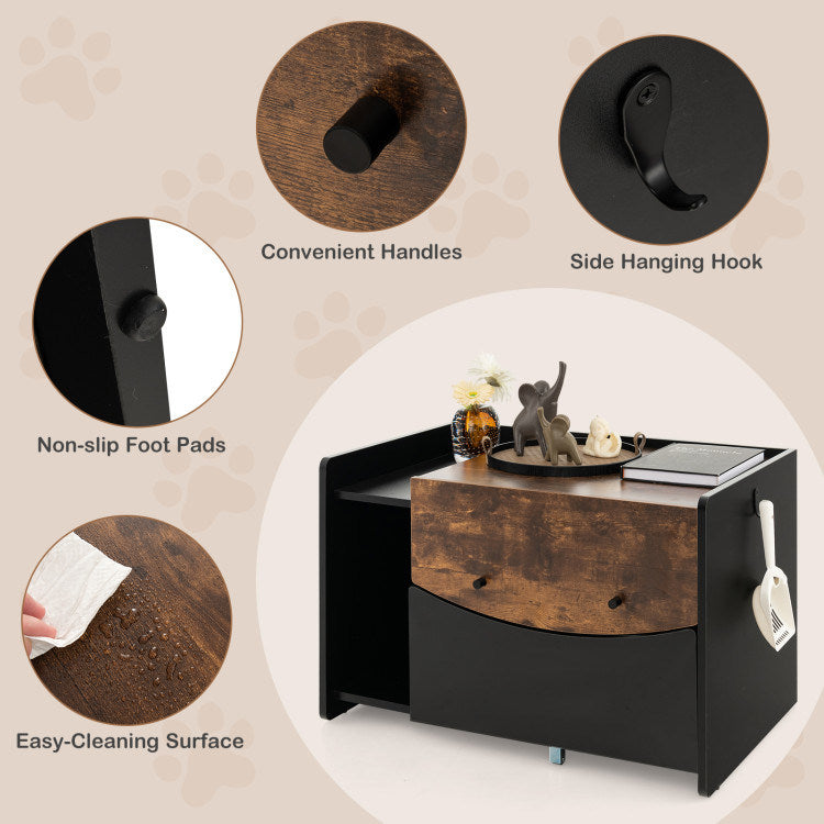 Cat Litter Box Enclosure with Pull-out Drawer