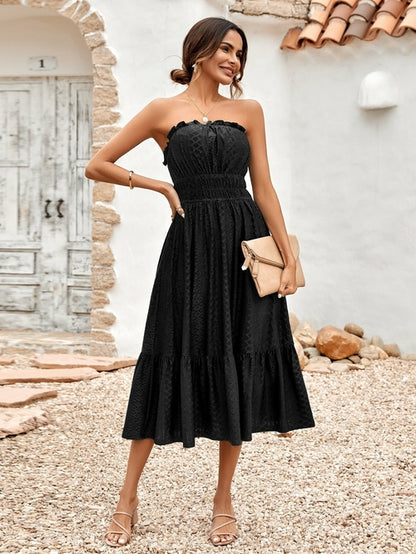 Solid Color Corset Waist One-piece Dress